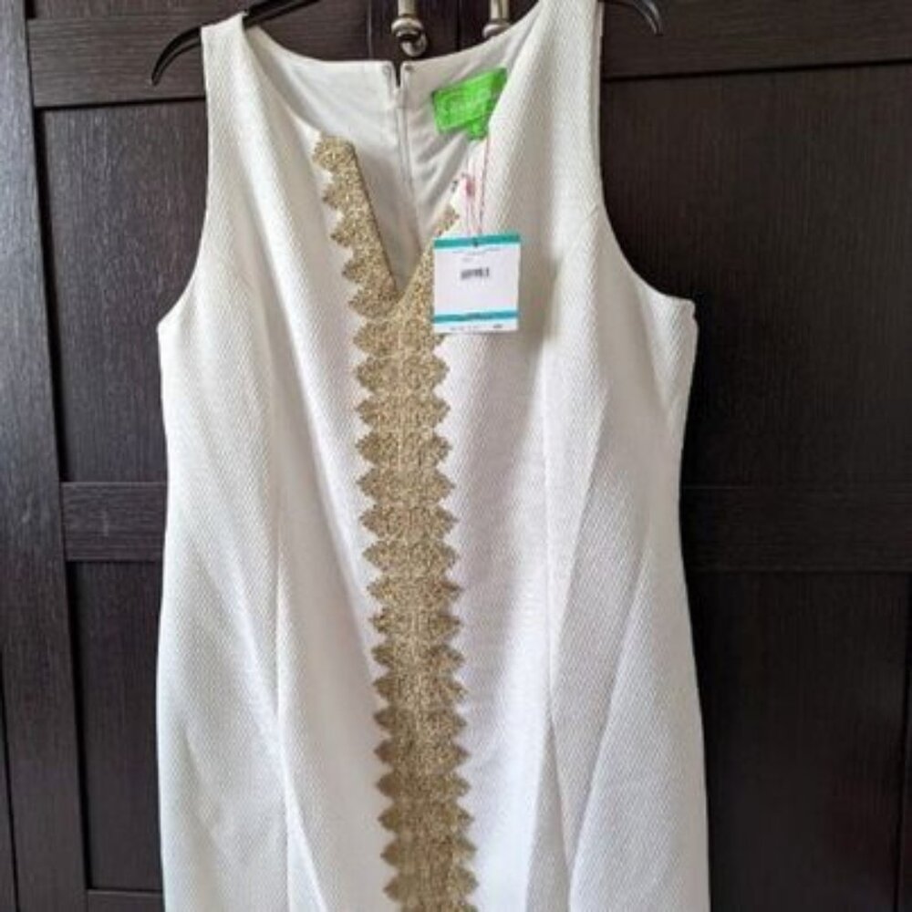 NWT - White and Gold Sheath Dress